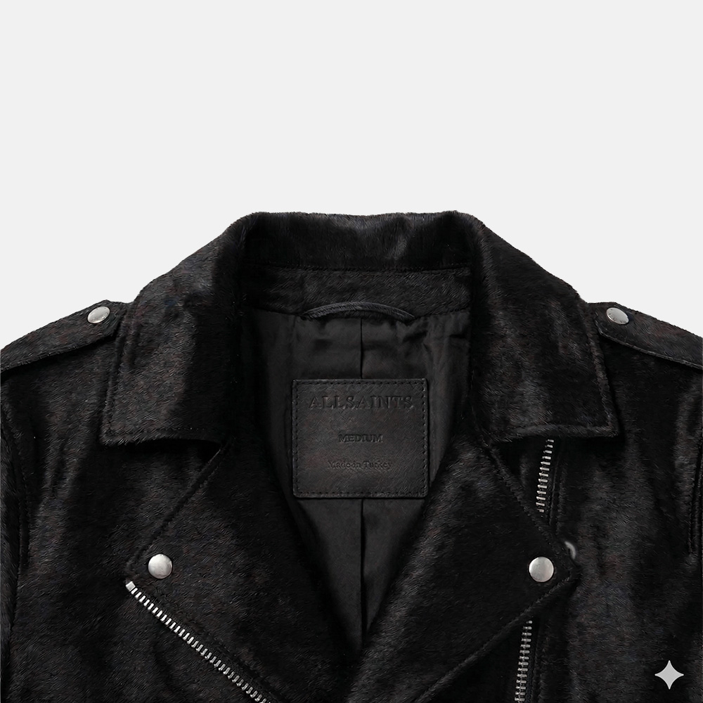 Super Flea Market+AllSaints+Black fitted belted biker jacket +Brand archive 3